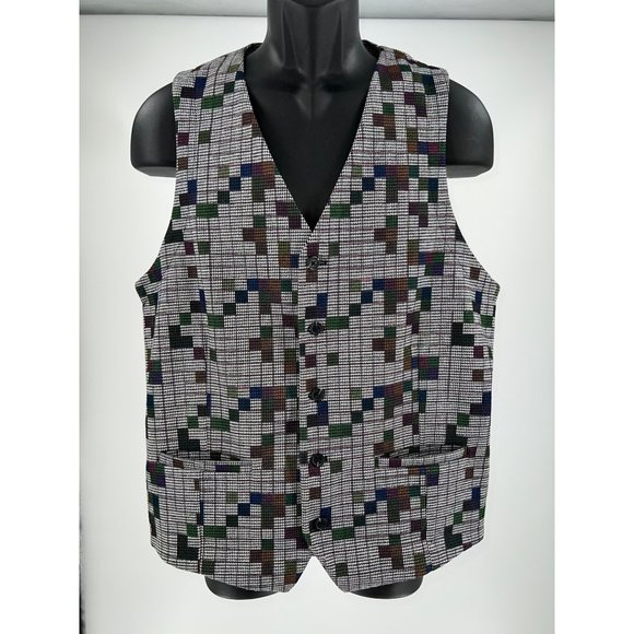 Luchiano Visconti Men’s Black and white Tetris Vest Size Large - Picture 1 of 6